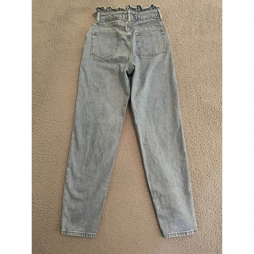 Miss Selfridge Light Wash High Rise Jeans Paperbag Waist Size 0 24x32 Mom Jeans - Picture 4 of 7